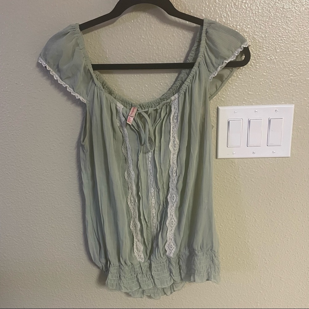Pastel green peasant top
